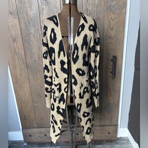 Leopard Print Open Front Cardigan Sweater